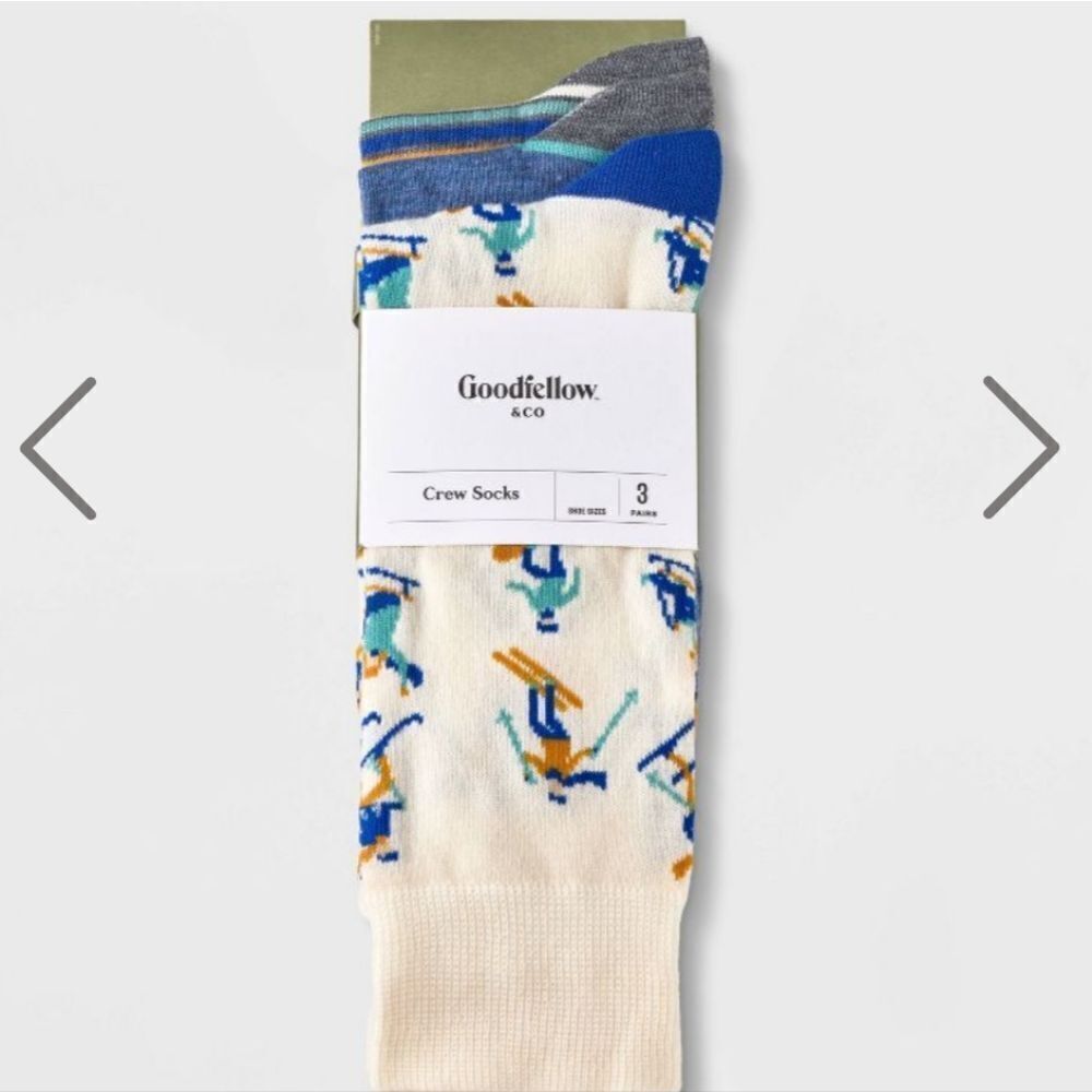 Men's Skiier Socks 3pk - Goodfellow & Co™ Cream/Blue 7-12